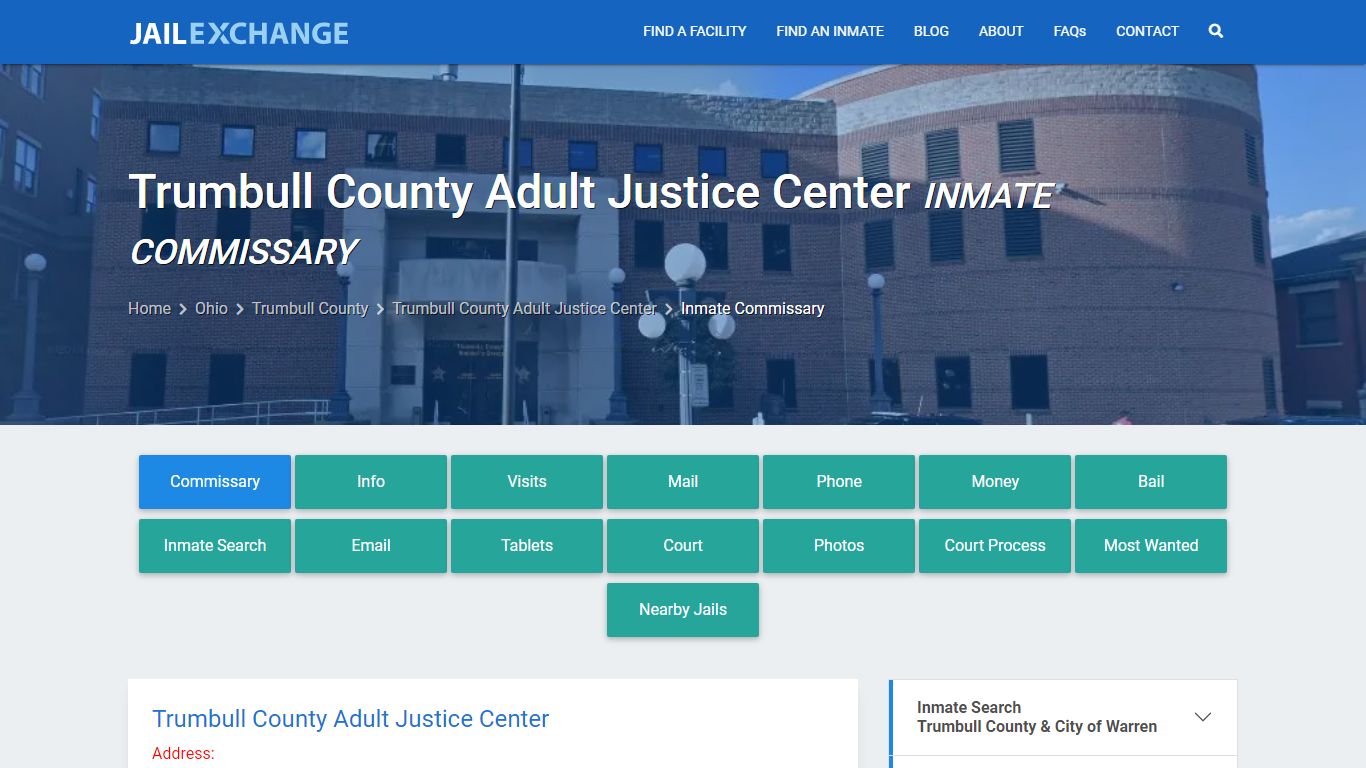 Trumbull County Adult Justice Center Inmate Commissary - Jail Exchange